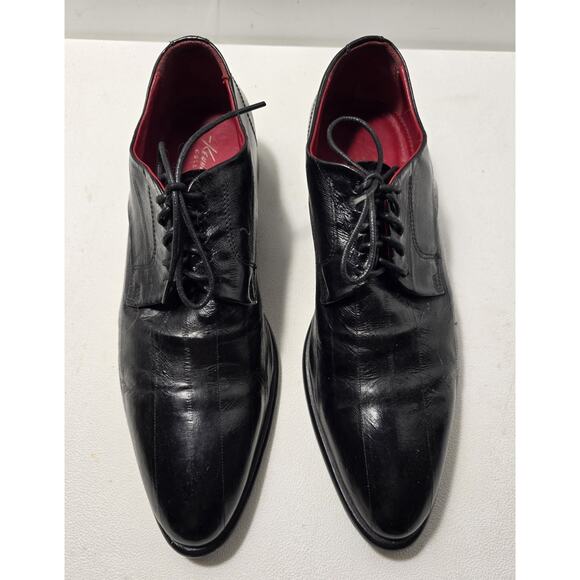 KENNETH COLE Collection Leather Oxfords Dress Shoes Sz 8 Men's Black Italy Made - Picture 2 of 11